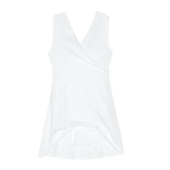 NWOT Lands' End Women Tummy Control Surplice Wrap Swim Dress Size 6P $150 Z229